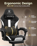 LUCKRACER Big and Tall Gaming Chair, 350Lbs Heavy Duty Office Chairs High Back Computer Chairs with Foot Rest Wide Cushion Lumbar Support Desk Chair Comfy for Adults Breathable Fabric, Light-Black