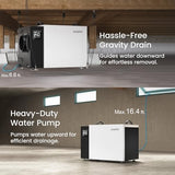 Waykar 216 Pint Crawl Space Dehumidifier with Pump & Drain Hose for Basements
