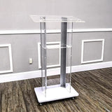 FixtureDisplays® Clear Acrylic Plexiglass Podium Steel Sides Church Pulpit School Lectern