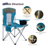 Camping Folding Chair Outdoor Lawn Portable Lightweight Camp Folding Chairs for Adult Outside with Cup Holder, Cooler Pouch & Side Pocket for Camping, Beach, Fishing, Sports or Tailgating Events, Blue