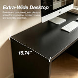 L-Shaped 3 Drawer Desk 135 Inch Extra Long Double Workstation with Retractable Side Desk for Two Shared Work Desk Engineering Wooden Home Office Desk
