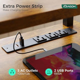 55 Inch Height Adjustable Gaming Desk with Power Outlets & LED Lights