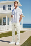 GINGTTO Mens Linen Pants Slim Fit Tapered Lightweight Summer Casual Pants for Men Khaki 30