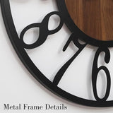 AMAATE 40 Inch Giant Oversized Industrial Wood Wall Clock with Iron Frame & Artful Cutout Numerals, Silent Battery Operated, Grand Statement Piece for Farmhouse Foyers Offices Commercial Home Décor