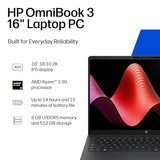 HP OmniBook 3 16 inch Laptop PC, 2K Touchscreen, AMD Ryzen 3 30