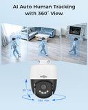 Hiseeu 4K PoE Security Camera System，6 Pcs 8MP PTZ Wired Security Camera
