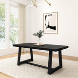 Plank+Beam 72 Inch Farmhouse Dining Table, Solid Wood Rustic Kitchen Table, Large Wooden Rectangular Dinner Table for Dining Room, Black