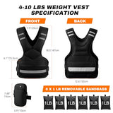 PJ PINJIAN Adjustable Weighted Vest for Men and Women,4-10lb Variable Body Weight Vest for Home Workouts, Running, Rucking, HIIT & Strength Training, Removable Ironsand Weights, Reflective & Pockets