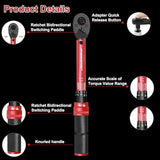ATsafepro 1/4" Torque Wrench (20-240 in-lb / 2.3-27.1 Nm) -Dual Scale, 72-Tooth Ratchet, ±3% Pre-Calibrated Accuracy, Suitable for Bike & Bicycle Maintenance