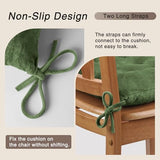 OVOV 4 Pack Chair Cushions for Dining Chairs Soft Seat Cushions for Kitchen Desk Chairs Square Chair Pads with Ties (15.5"x15.5" Green)