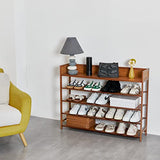 Suwoic Bamboo Shoe Rack Organizer, 5 Tier Shoe shelf Storage Organizer, For Entryway, Hallway, and Closet (Brown-39.4")