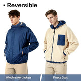GINGTTO Mens Windbreaker Jackets Waterproof Blue Winter Fleece Lined Jacket for Men Softshell Warm Coats with Hood White L