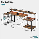 Bestier 71.5 inch Computer Desk with Power Outlets, L Shaped LED Home Office Desk