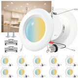 Chasikeo Metal 6 Inch LED Recessed Lighting, 1450LM Dimmable LED Can Lights, Retrofit Recessed Lights, 5CCT Selectable 2700K/3000K/3500K/4000K/5000K, 11.5W=140W, IC & Wet Rated, ETL & FCC, 10 Pack
