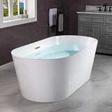 WOODBRIDGE 67" Acrylic Freestanding Bathtub Contemporary Soaking White Tub with Brushed Gold Overflow and Drain，B0013 -BG-Drain &O