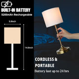 HAPYGI Portable Cordless Table Lamp,Built-in 5200mAH Rechargeable Battery, Dimmable Touch Wireless Light (Antique Brass)