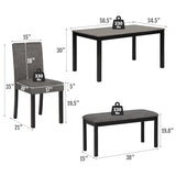 Zevemomo 6-Piece Solid Wood Dining Table Set, Wooden Legs, Dark Gray