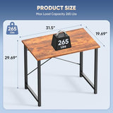 2 in Small Computer Desk for Home Office, Modern Study Work Table Simple Style, Rust