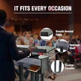Kingdom 3 Tier Smoky Acrylic Lectern or Podium by AVTronics with 6 Column Base and a Wide Middle Shelf with Plenty of Space for Your Presentation Needs