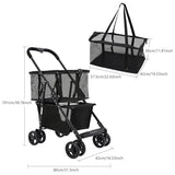 110lbs Heavy Duty Grocery Cart Portable Multi Use Grocery Carts Aluminum Removable Tote Bag Cart with 360° Swivel Wheels