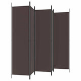 Zexlorith 6-Panel Room Divider, Brown Fabric Partition, 118.1x78.7 in