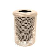 COATEDOUTDOORFURNITURE 32-Gal Trash Can, Tan, Flat Top Lid