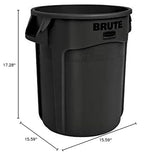 Rubbermaid Commercial Products BRUTE Heavy-Duty Trash/Garbage Can, 10-Gallon, Black, Pack of 6