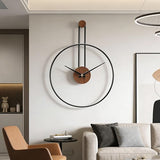 AMAATE Modern Minimalist Wall Clock, Black Metal Ring and Wooden Face, Natural Style Silent Non-Ticking for Living Room, Bedroom, Office Decor, 21.6"x28.7"