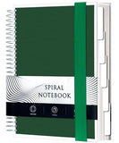 Yoment 5 Subject Notebook College Ruled, 300 Pages Spiral Notebook with Removable Divider Tabs，Hardcover 8 x 10 Inches College Ruled Journal 1 Inner Pocket for School College Work Office Home,Green