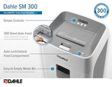 Dahle ShredMATIC SM 300 Auto Feed Paper Shredder, 300-Sheet Capacity, Cross-Cut, P-4 Security, Jam-Free & Oil-Free