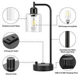 Table Lamps for Bedrooms Set of 2 - Fully Dimmable Bedside Lamps with USB A and C Ports and Outlet