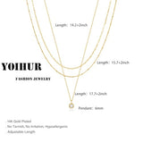 YOIHUR Layered Gold Necklaces for Women, 14K Gold Plated Necklace Trendy Layering Circle Zircon Pendant Necklace Set Jewelry for Women