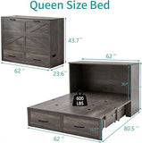 Queen Murphy Bed with Charging Station Large Storage Drawer