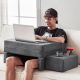 Comehealthy Lap Desk Pillow for Laptop, Large Reading Pillow for Adult, Arm Rest Pillow with Cup Holder