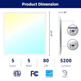 36Pack 2x2 LED Flat Panel Light 5CCT Selectable Drop Ceiling Fixture