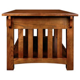 Leick Home Mission Impeccable Coffee Table, Solid Wood with 2 Drawers & Shelf, Medium Oak Finish, Blackened Hardware, Slatted Sides, Easy Assembly, 48 in W x 24 in D x 19 in H, 8204