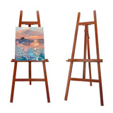 Large A-Frame Wooden Painting Display Walnut Easel, Large Adjustable Pine Wood Standing Easel Holding Canvas Up to 60'