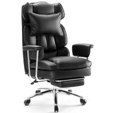 Sweetcrispy Executive Home Office Desk Chair - Ergonomic Big Tall High Back with Footrest & Lumbar Support, Black