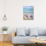 daktenn Beach Picture Decor Ocean Painting Canvas Wall Art Prints of Seashell on Sandy Seaside Coastal Seashell Conch Wall Art for Living Room Wall Decor Bathroom Wall Art 12"x16"