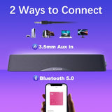 Nylavee Computer Speakers, Hi-Fi Stereo Computer Sound Bar with Bluetooth & 3.5mm Aux, USB/USB-C Powered for Desktop PC, Laptop & Monitor