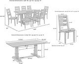 Crosley Furniture Joanna 9-Piece Modern Farmhouse Dining Table Set for 8 with Ladderback Chairs, Rustic Brown