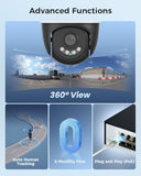Hiseeu 4K PoE Security Camera System，6 Pcs 8MP PTZ Wired Security Camera