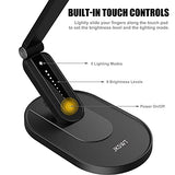 JKSWT LED Desk Lamp, Eye-Caring Table Lamps Natural Light Protects Eyes Dimmable Office Lamp with 5 Color Modes, Black