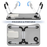 Foldable Laptop Bed Table Tray - Folding Lap Desk with Cup Holder - Portable Serving Breakfast Tray with Storage Drawer