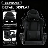 Black Gaming Chair | Ergonomic High Back Desk Chair Racing Style with Lumbar Support, Headrest & Arms