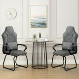 Newnno Leather Office Guest Chair No Wheels High Back Computer Reception Chairs
