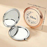 CHENGXINXINXI 2 Pieces of Personalized Engraved mini Portable Double-Sided Makeup Mirror, which can be Engraved with Birthday Flowers and Names. It is a for Young Girls and Female Friends.
