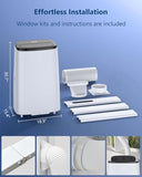 14000 BTU Portable Air Conditioner, 3 in-1 Ultra-Quiet Cooling, Dehumidifier & Fan for Rooms Up to 700 Sq. Ft. – Remote Control, Sleep Mode, 24H Timer & Windows Kit