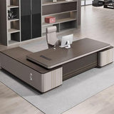 Modern L Shape Business Executive Desk Large Home Office Desks Rustic Wood Reception Computer Table