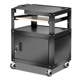 Auto Dynasty 3-Layer Height Adjustable Rolling AV Cart with Locking Storage Cabinet, 30" H, 4 Wheel, 3 Outlets, 2 USB Ports